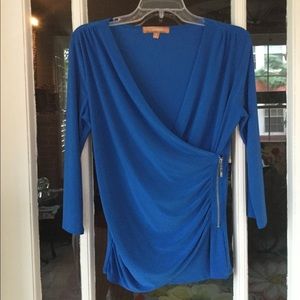 Blue Ellen Tracy Fitted Blouse